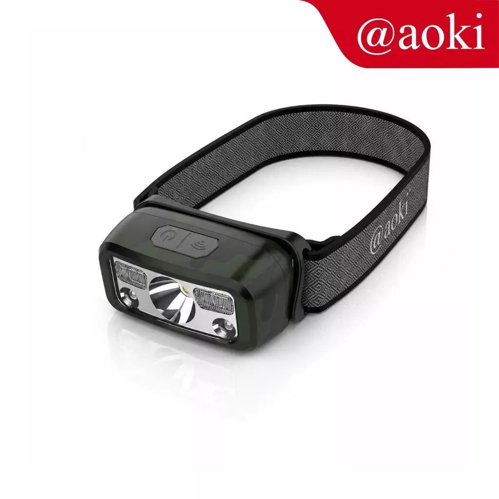 Senter Kepala Cas Sensor Cerdas Aoki Ak-3503G / Senter Kepala Aoki Army Free Ikat kepala & Kabel Cha