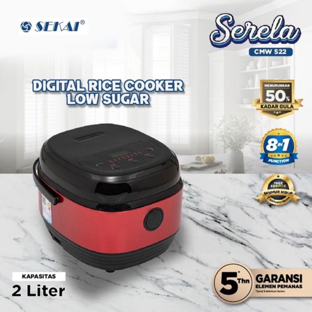 Rice Cooker Serela Series Low Sugar  2L 3in1 Sekai CMW-522