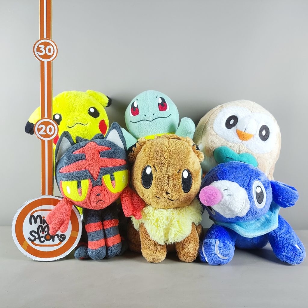 Boneka Pokemon Pikachu Squirtle Rowlet Litten Eevee Poplio Original Nintendo Changi X Takara Tomy Pl