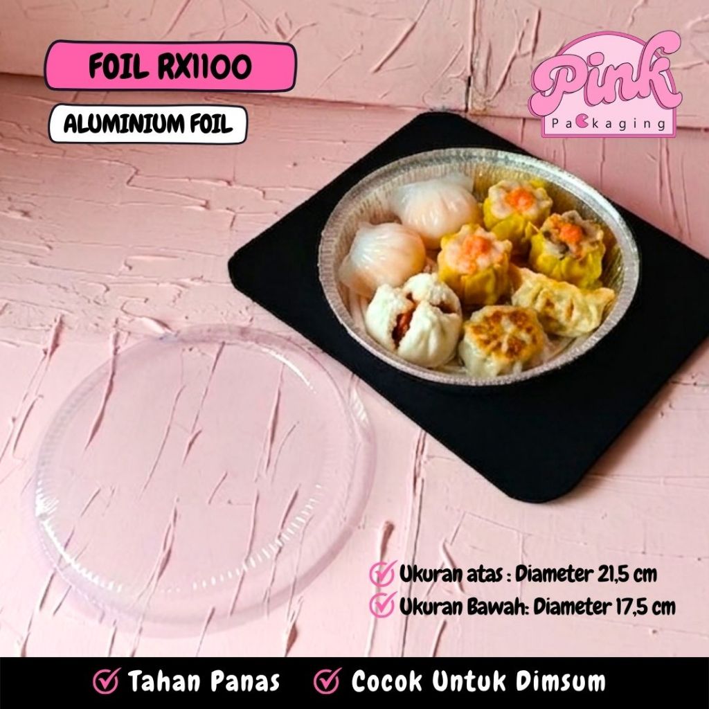 Aluminium Foil Cup Bulat RX1100 + Tutup - Wadah Dimsum Tahan Panas / Tempat Zuppa Soup, Wadah Foil B