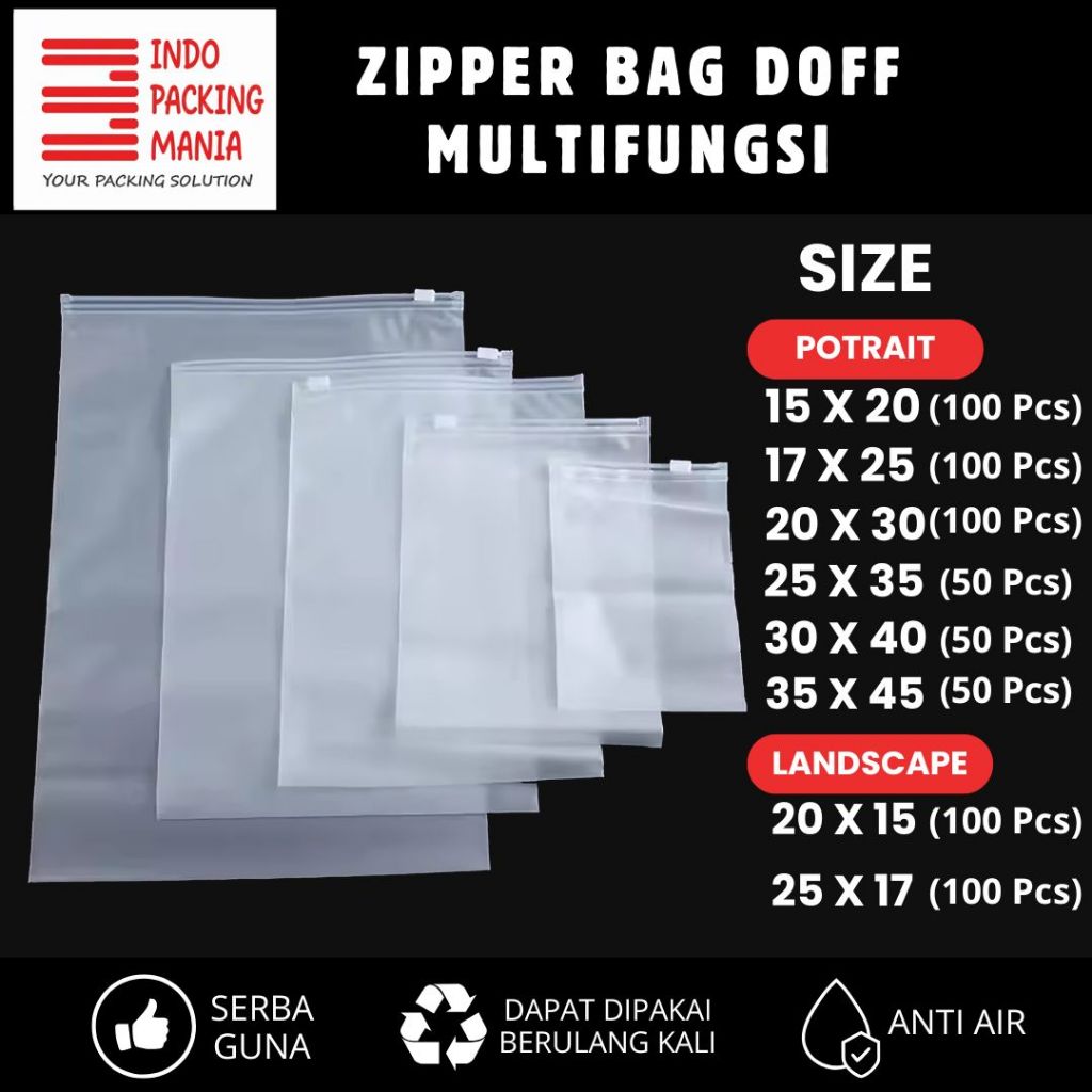 Zipper Bag Doff / Zipper Bag Pouch Doff/ Ziplock Sleting/ Organizer Travel Pouch