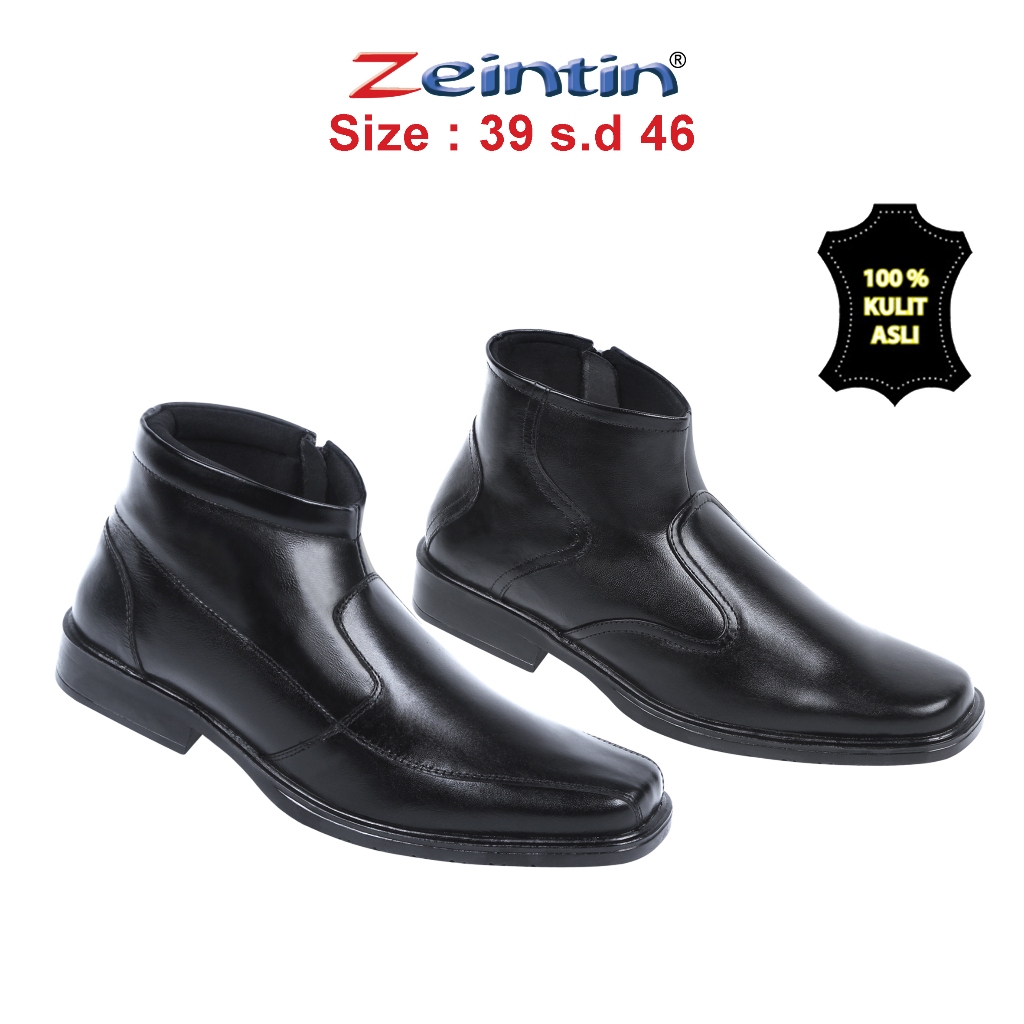 Zeintin - Sepatu Boots Pria Sepatu Pdh Pdl Pria Kasual Sepatu Kulit Pria Kuliah Kerja Zeintin AJ