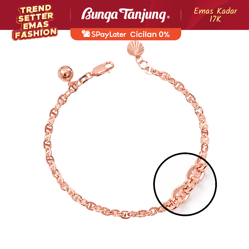 GELANG EMAS CARISSA TWIST CHAIN - EMAS 17K - BUNGA TANJUNG GOLD