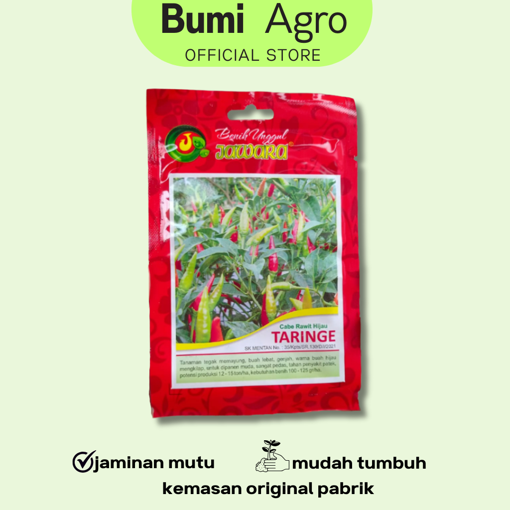 Benih Cabe Rawit Tegak Hijau 10 gr TARINGE cabai cabe rawit hijau CAP JAWARA Lebat Bandel