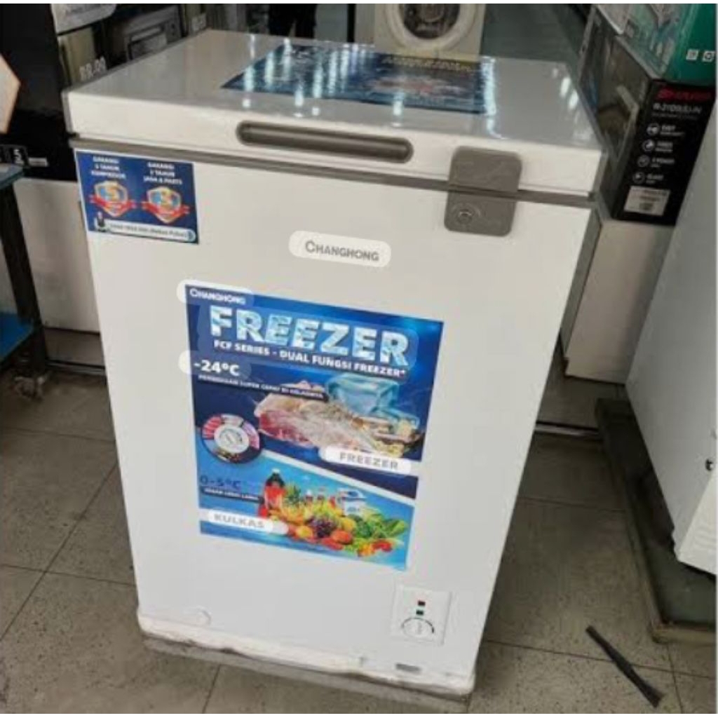 CHEST BOX FREEZER CHANGHONG CHANG HONG FCF 136 DW 100 LITER GARANSI
