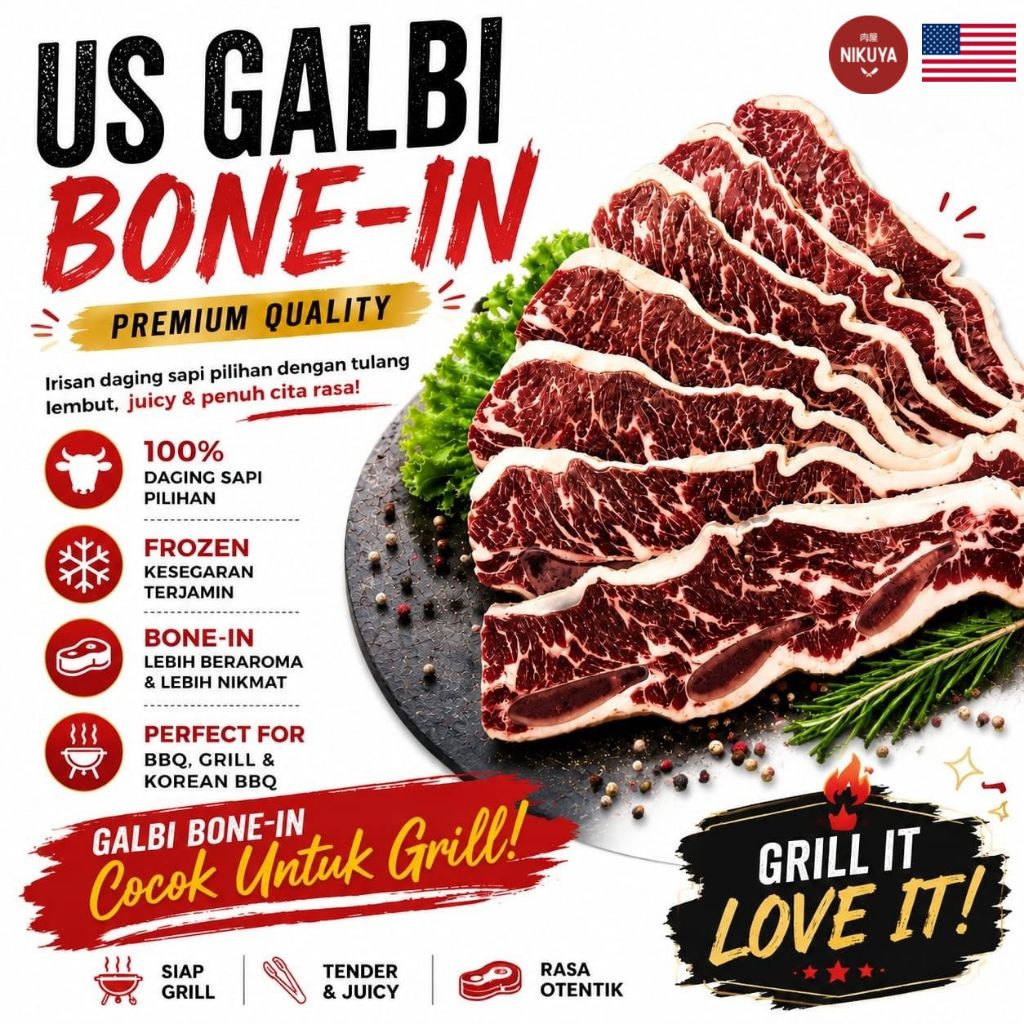 US Short Ribs Beef / Galbi Bone-in Daging Import HALAL 500GR
