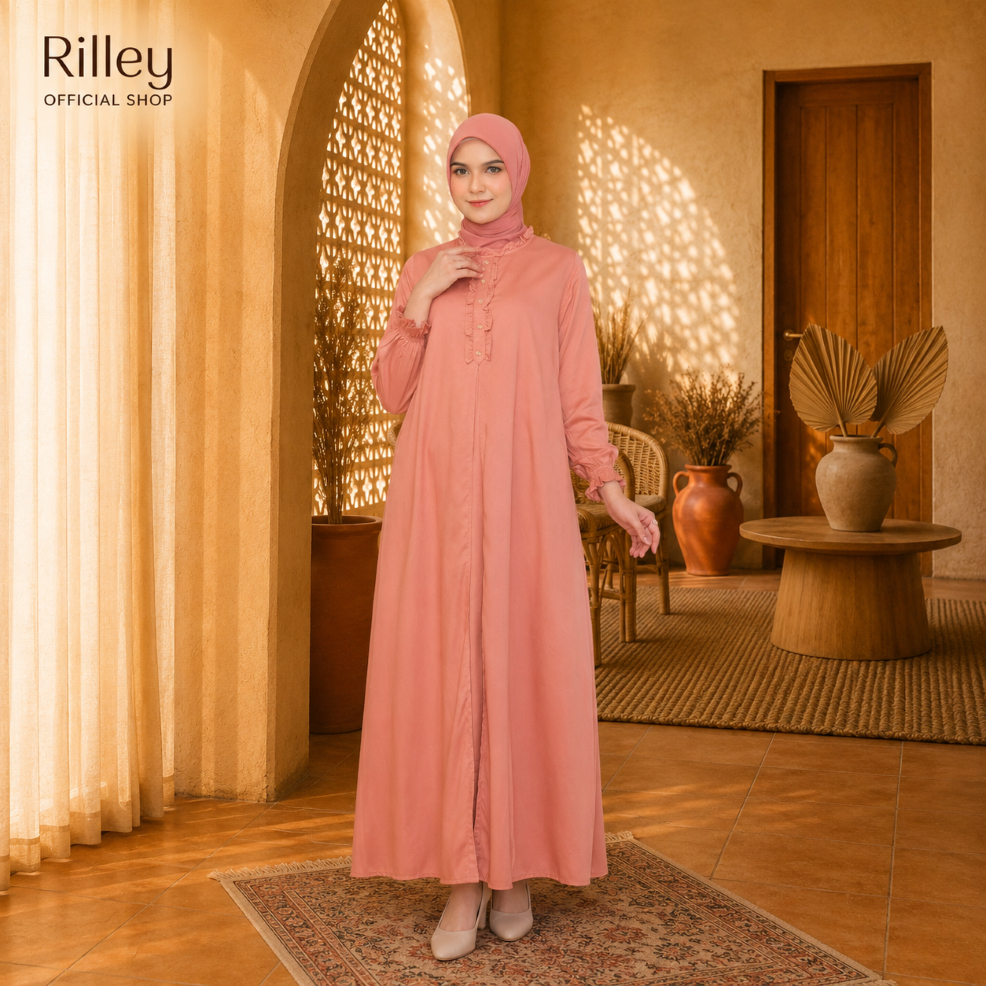 RILLEY - Gamis Delphin | Gamis Wanita Bahan Adem | Gamis Bahan Rayon Twill