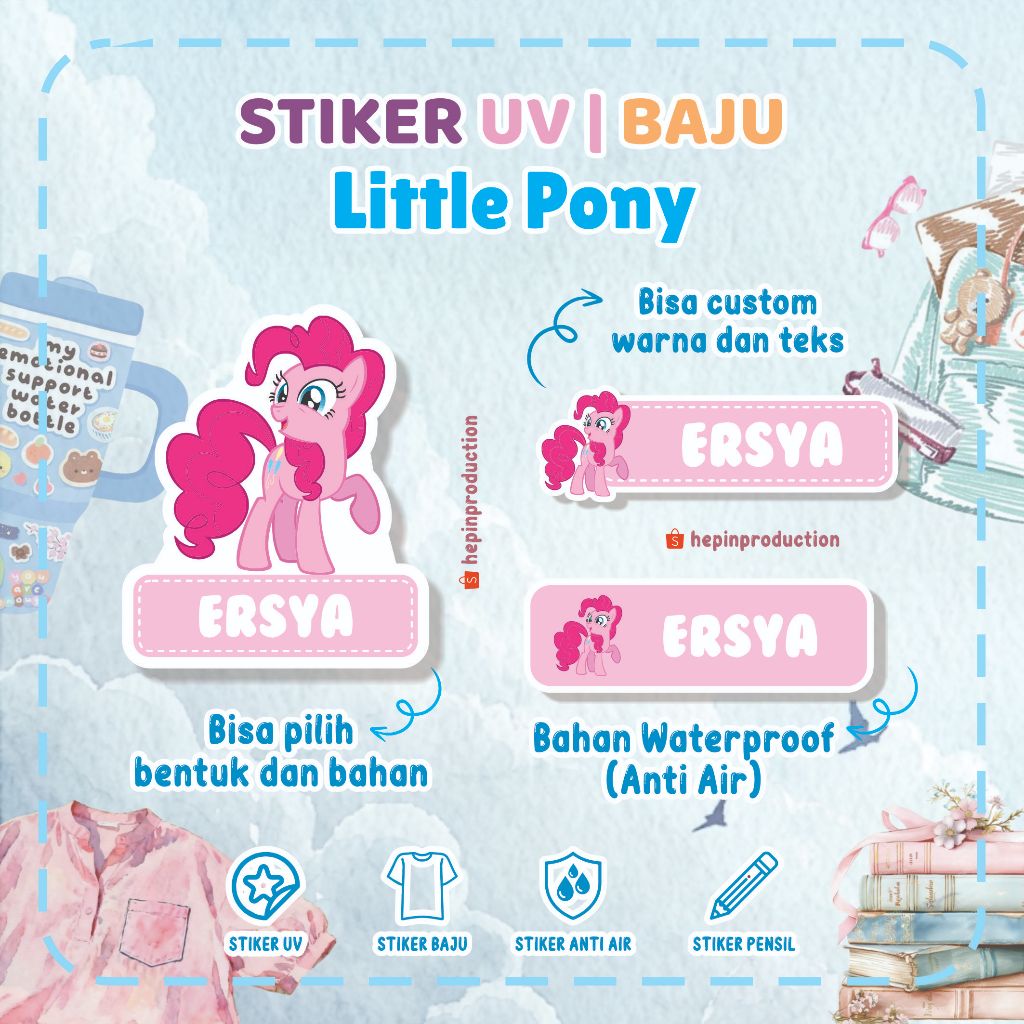 ( 13-34 pcs) Stiker Kain dan stiker UV/murah printing DTF/ tema KUDA PONI
