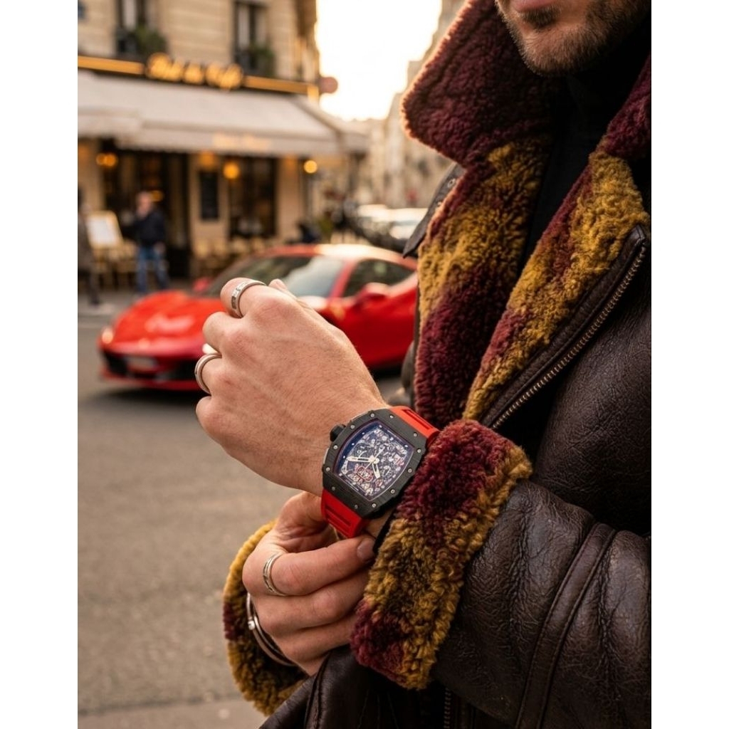 Jam Tangan Fashion Pria Elegan Richard Analog McLaren Merah