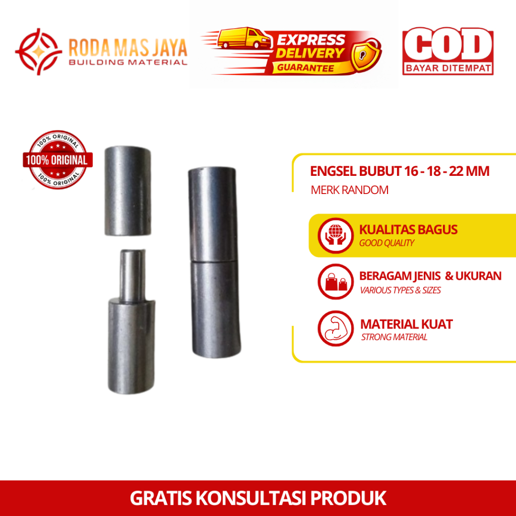 Engsel Bubut/As Bubut/Engsel Pintu Besi Hasston 16MM - 18MM - 22MM
