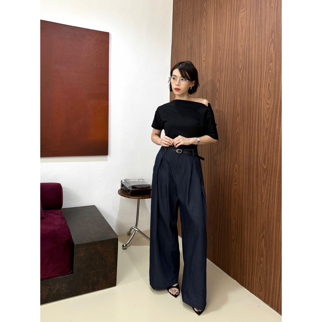 Kulot Belt Denim Soft Jeans Highwaist