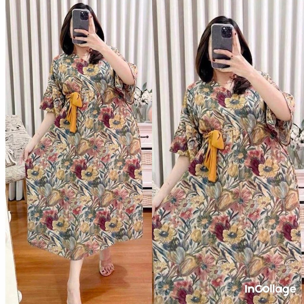 Daster Dara kimono/dress kimono/bigsize/tali samping/bumil busui/katun rayon/lengan lonceng