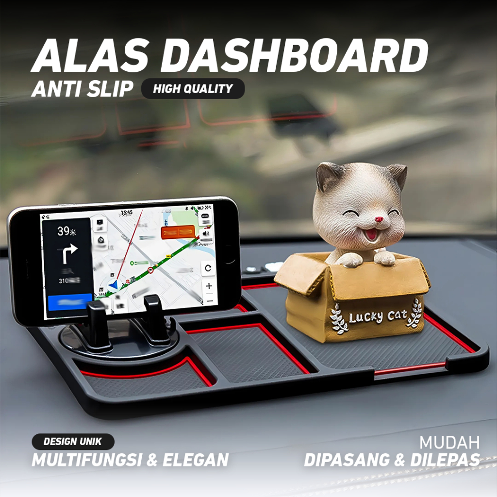 Phone Holder Mat Alas Mobil Dashboard 3 in 1 | Car Mount Anti Slip Multifungsi | Alas Dashboard Sili