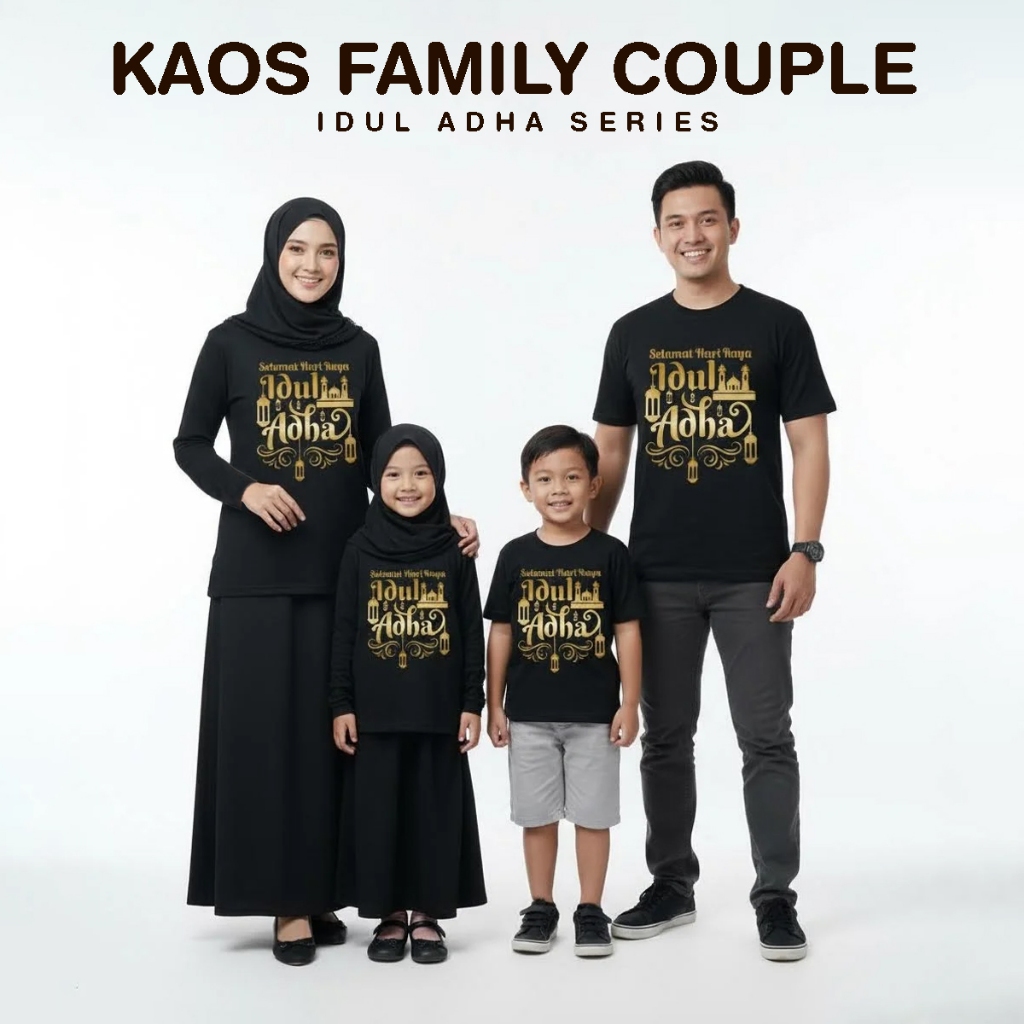 Kaos Seragaman Keluarga Idul Adha Warna Hitam Anak Dewasa