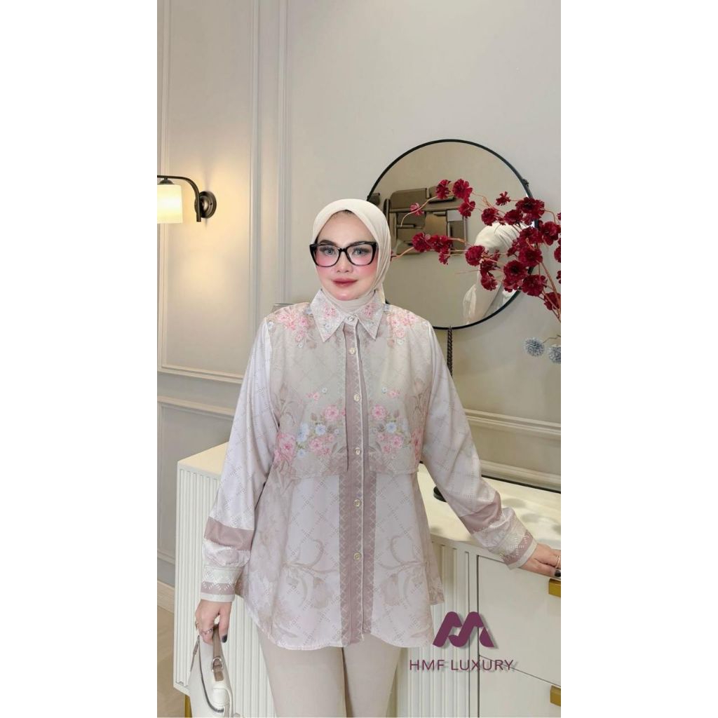 Atasan Blouse Rompi Wanita Premium Elegant Floral Korean Style By HMF Luxury / Fashion Boutique Nadi