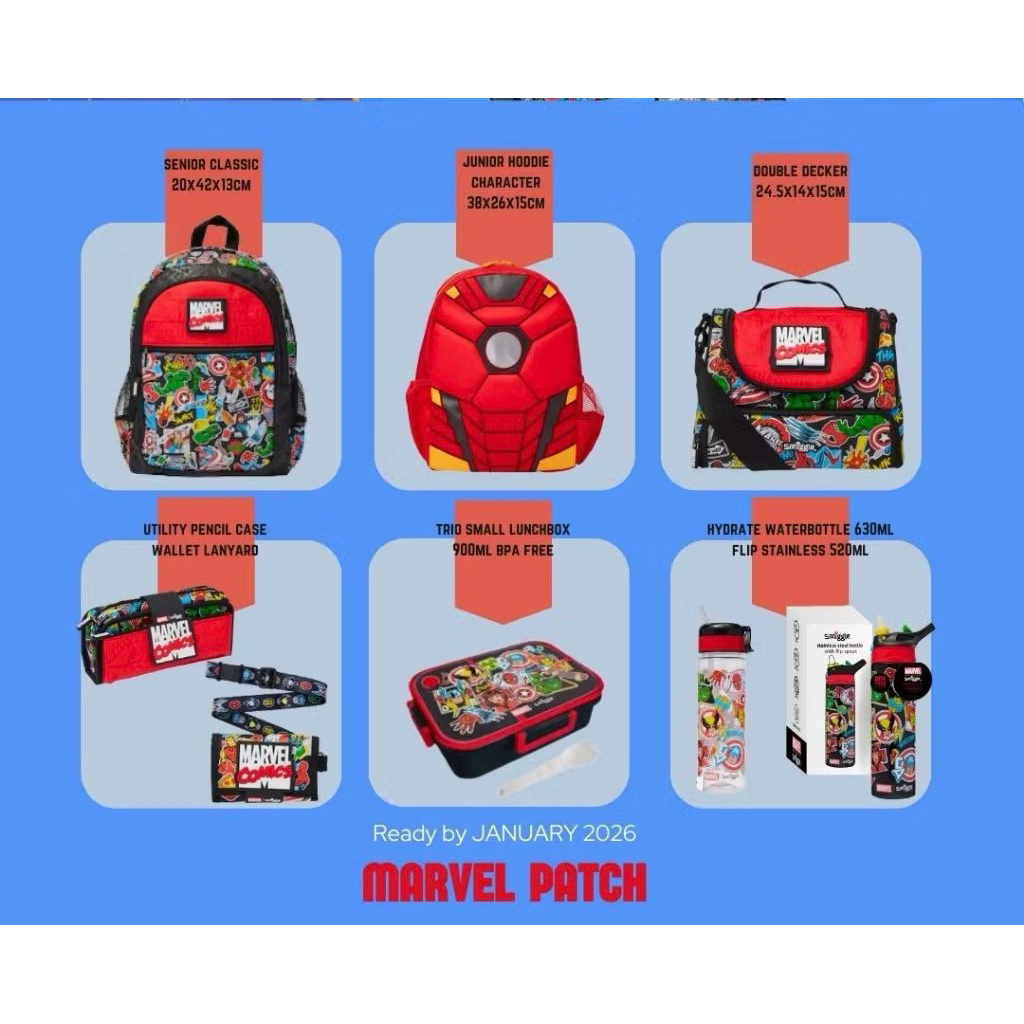 BACKPACK /RANSEL SD COWO MOTIF MARVEL COMICS SIZE SD/TK/PAUD