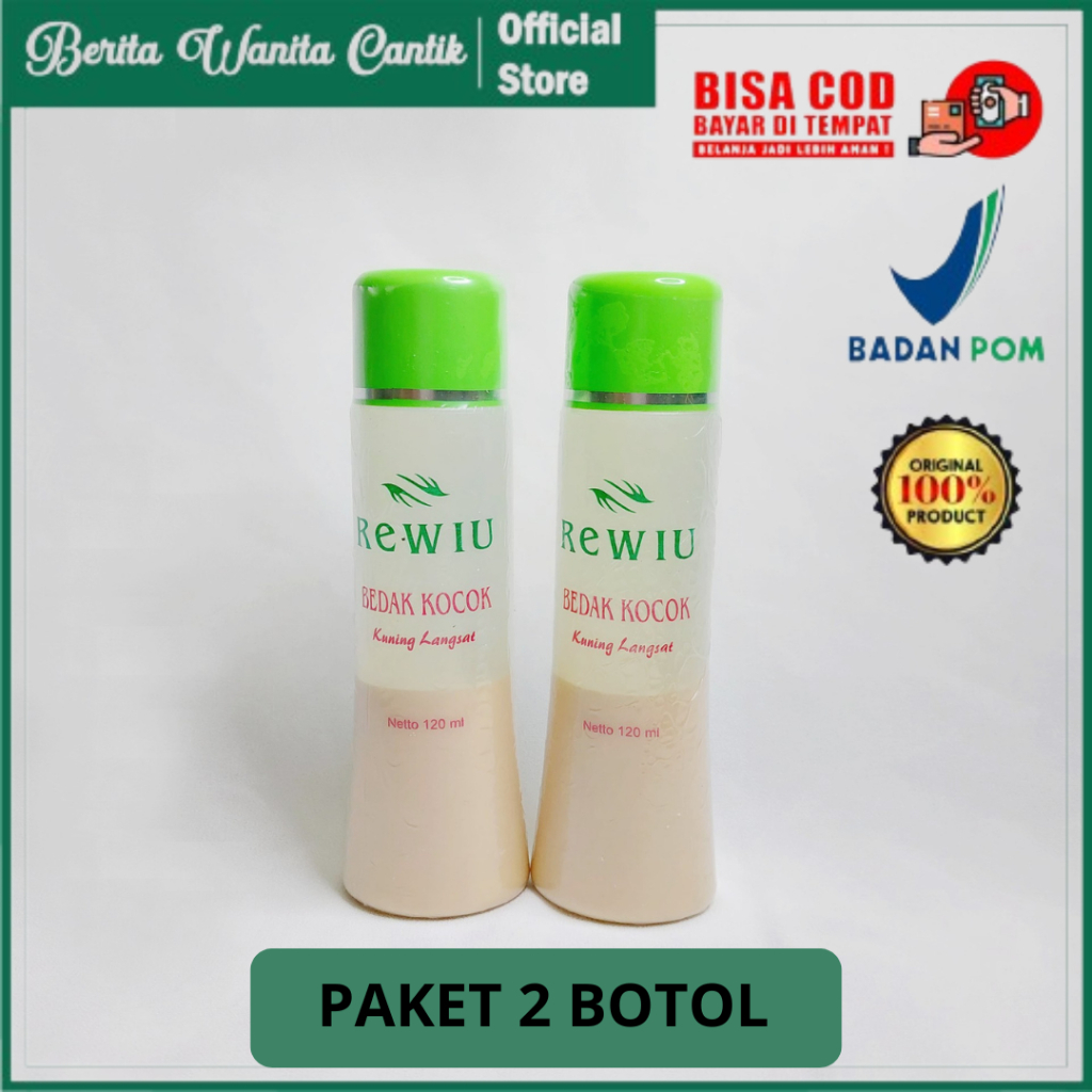 Bedak Kocok Rewiu, Bedak Basah Untuk Wajah Pengganti Foundation (2 PCS)