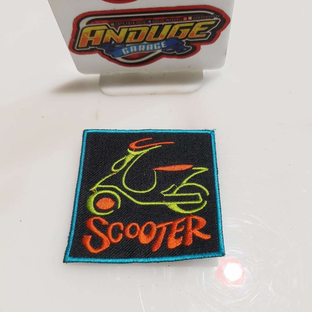 patch bordir logo rompi jeans kaos jaket vespa scooter