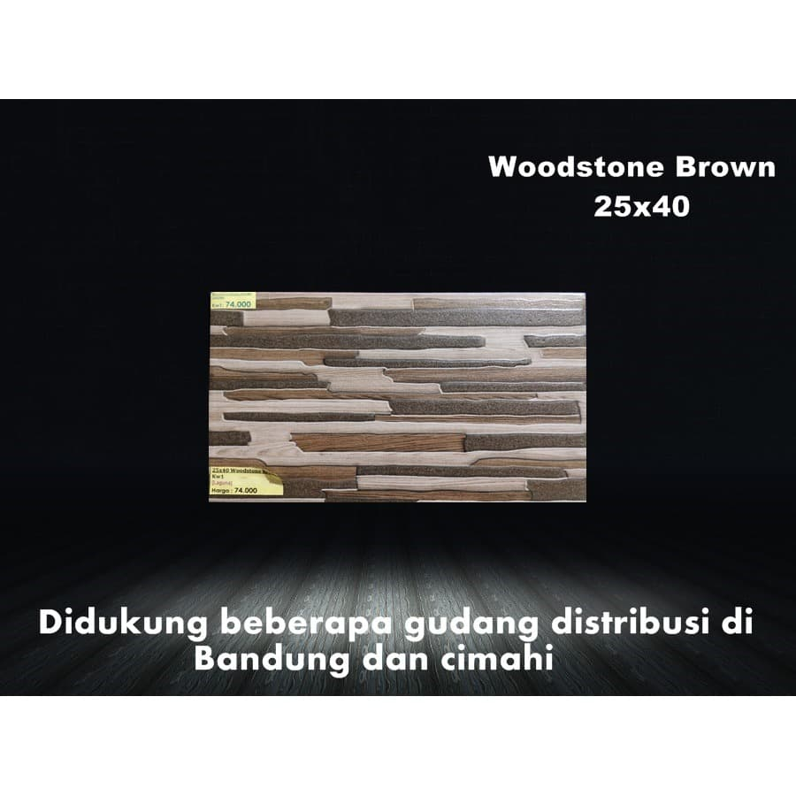 KERAMIK DINDING LAGUNA WOODSTONE 25X40 KW1 TEXTURE KASAR MOTIF BATU