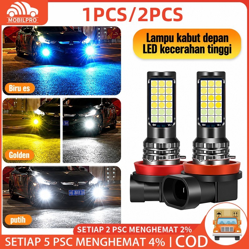 Foglamp Led Mobil 12-24V 1H8 H9 H11 Super Terang Foglamp 1 pcs/2pcs Two Color Foglamp Mobil