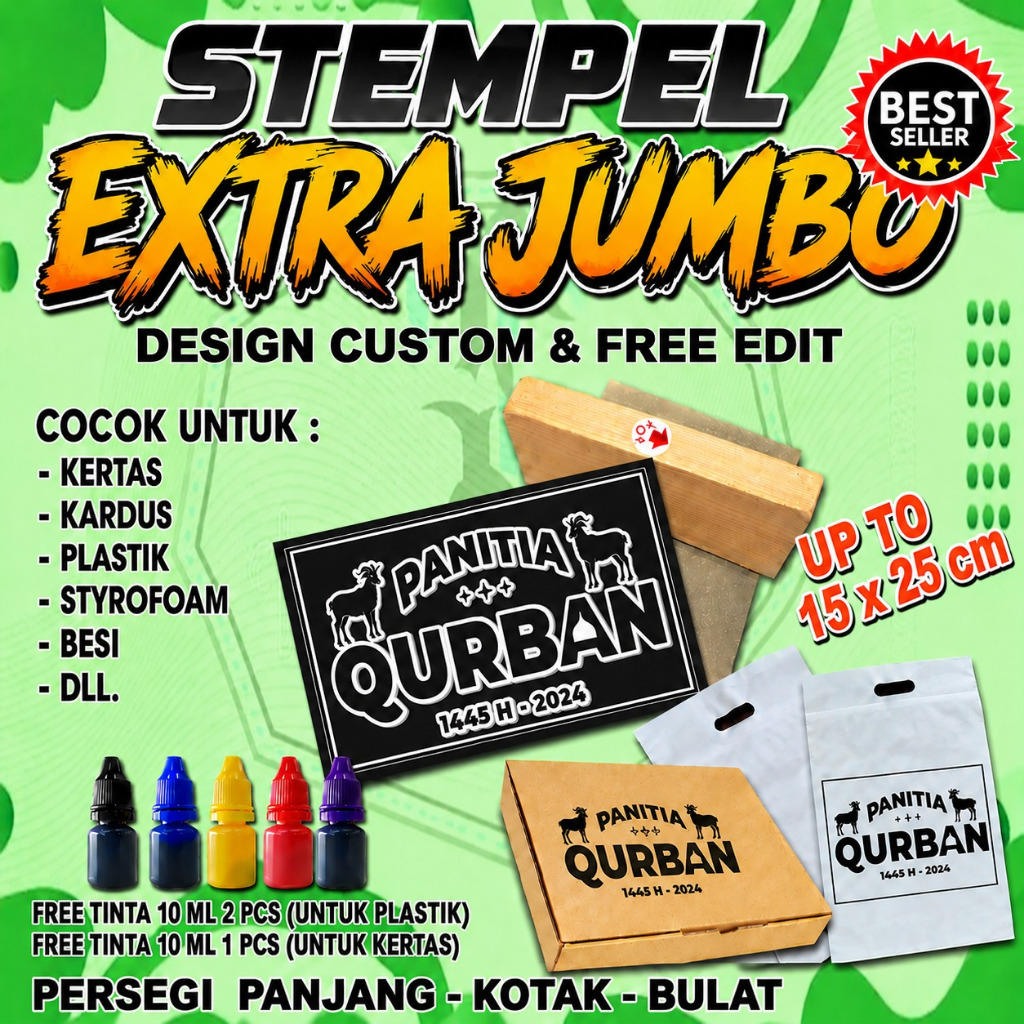 Stempel Extra Besar  Custom Bahan Kertas/Plastik Waterproof, Free tinta Free Design