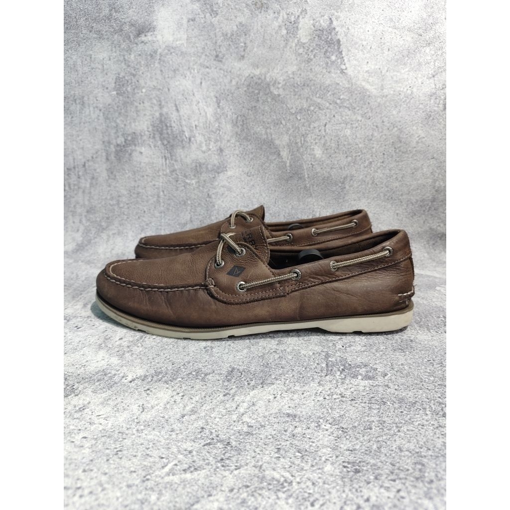 SEPATU LOAFER SLIP ON SPERRY TOP SIDER LEEWARD 2-EYE CASCADE BROWN SECOND ORIGINAL LIKE NEW CASUAL
