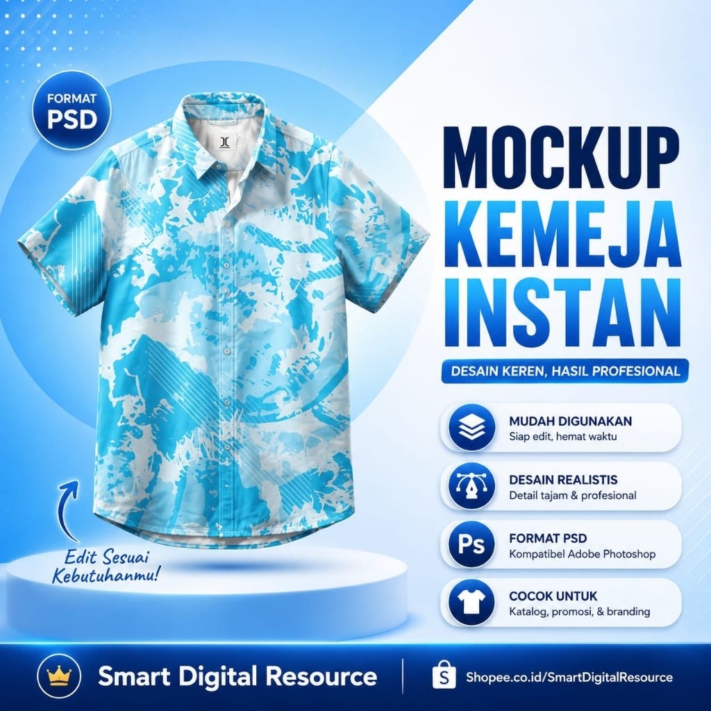 MOCKUP KEMEJA INSTAN FORMAT .PSD