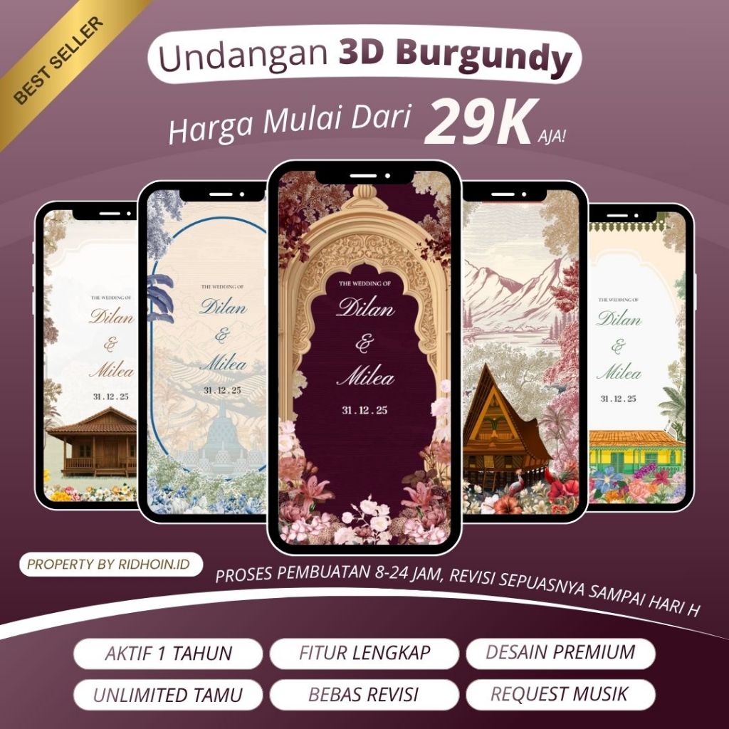 Undangan 3D Digital Website Pernikahan | Menggunakan Foto & Tanpa Foto | Undangan Digital Web