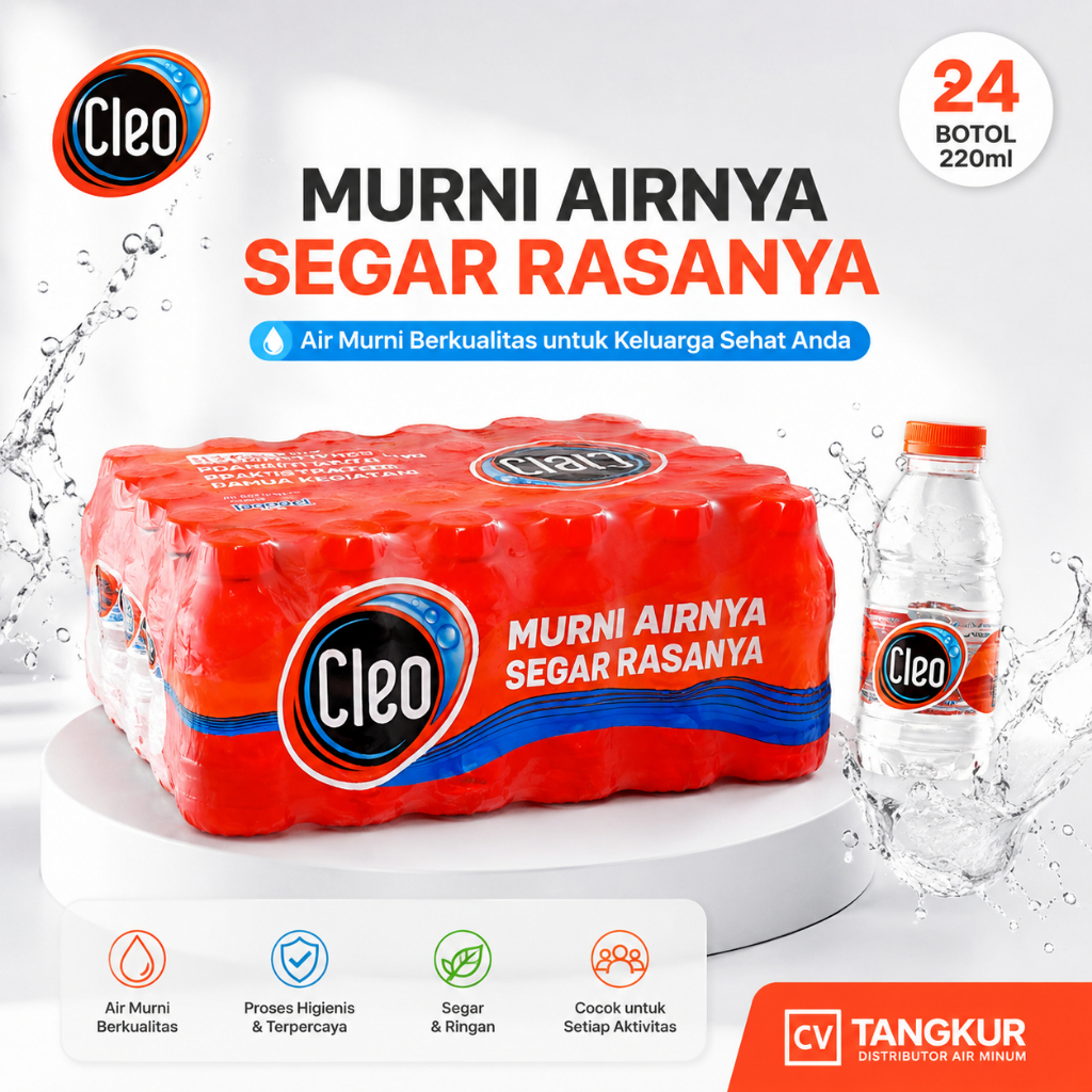 Air Murni Cleo 220ml - 24 Botol Cleo Mini Cleo Botol Kecil