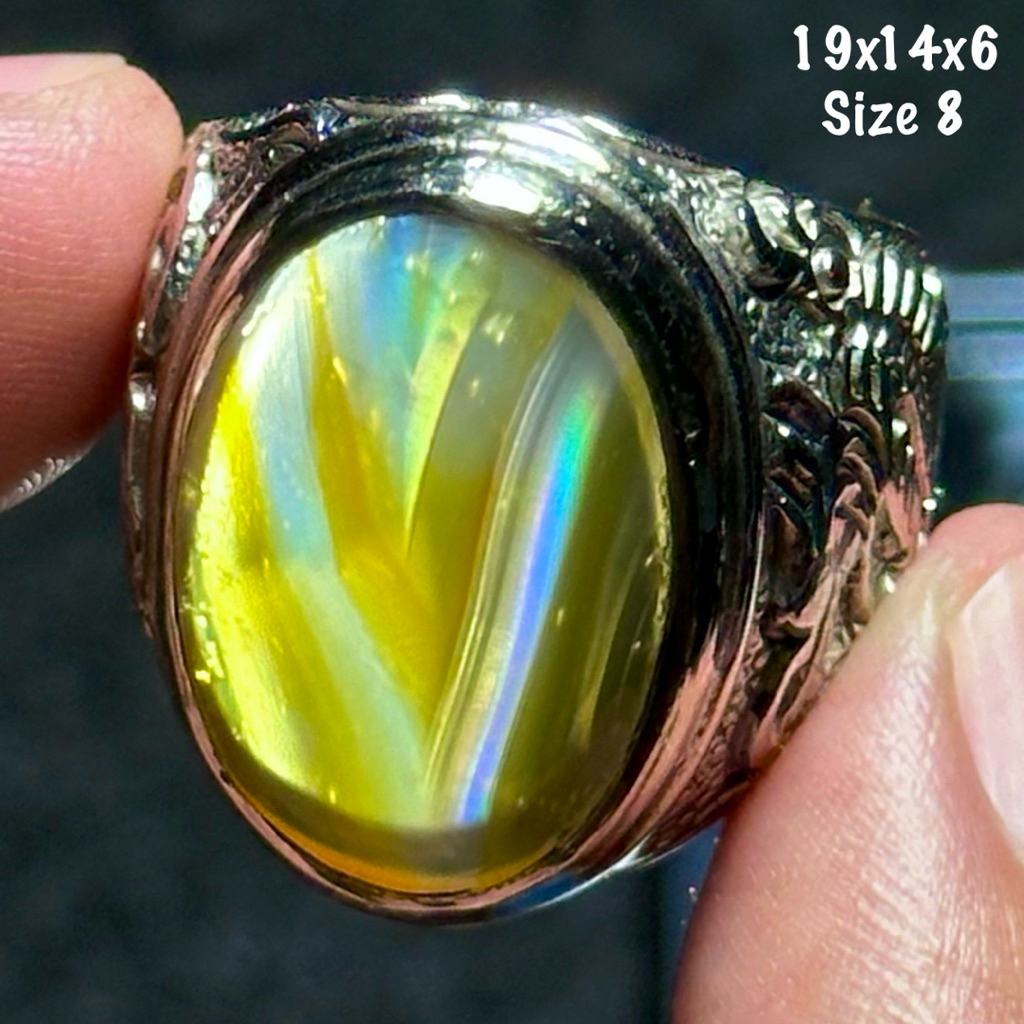 Cincin Batu Akik Natural Iris Junder Pelangi Kristal (asli alam)