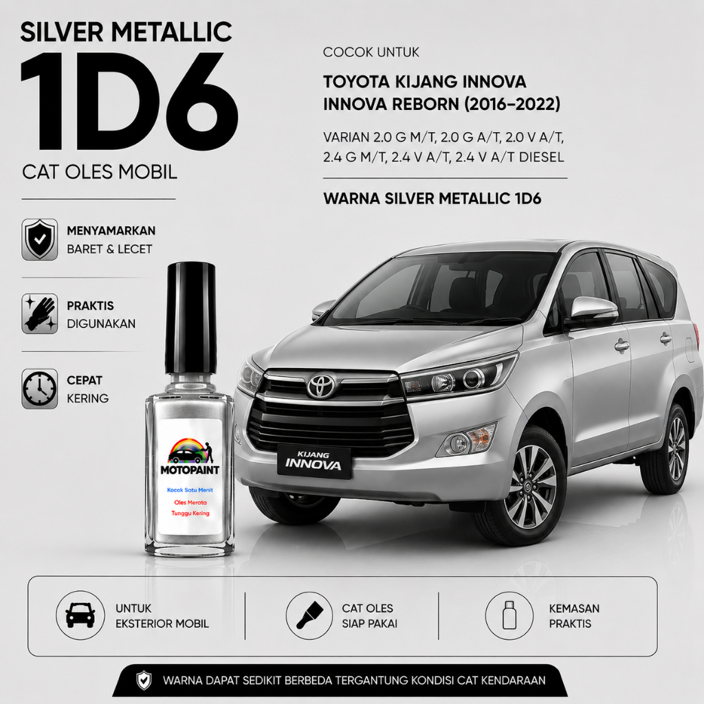 Motopaint Silver Metallic 1D6 Cat Oles Penghilang Baret Mobil Innova 2015 Keatas Warna Silver Metali