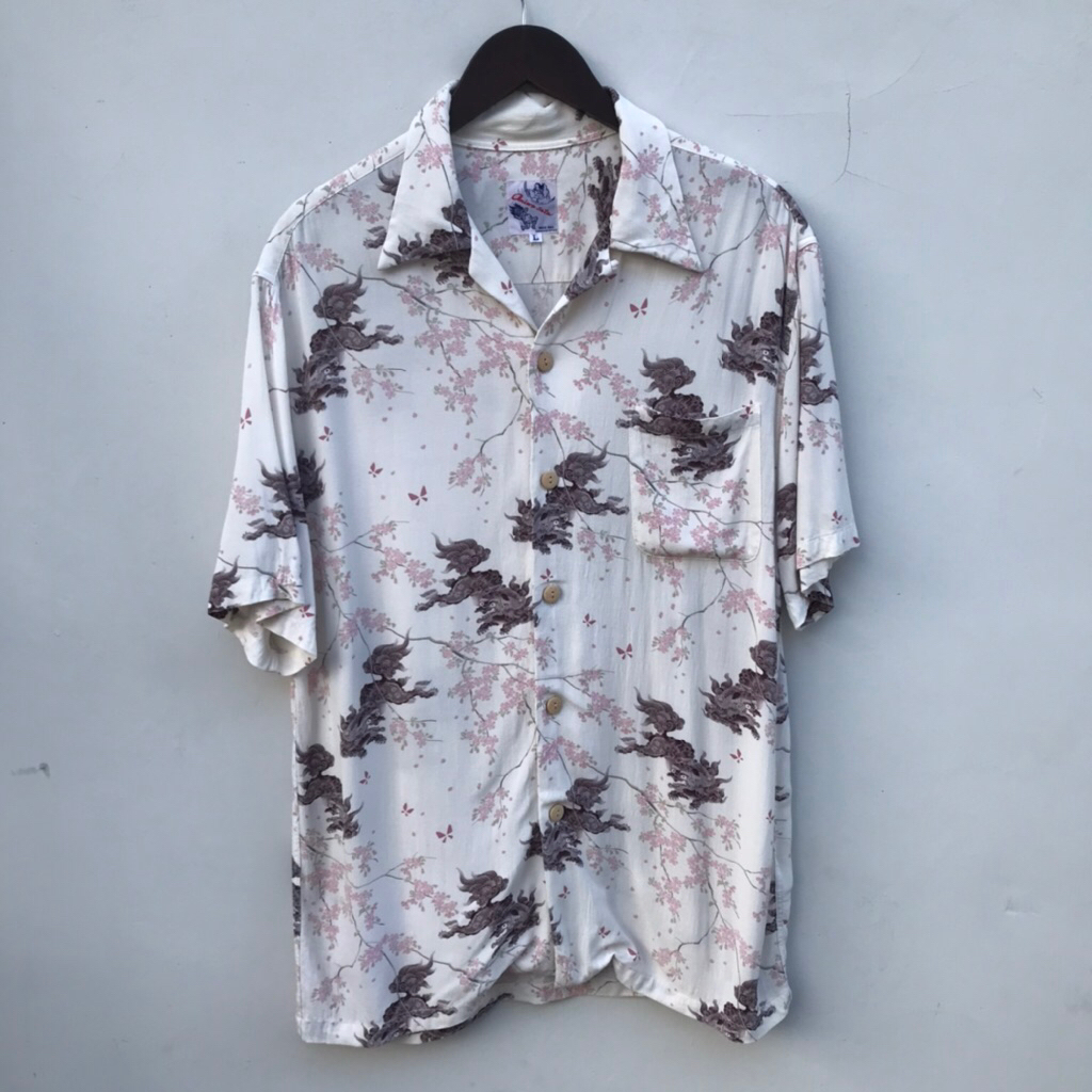 Kemeja Open Collar by Oniwa Soto Japan Relaxed Shirt sz Large