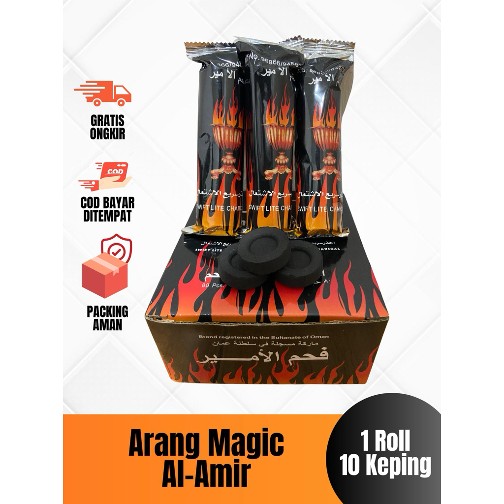 Arang Magic Al Amir Tanpa Lubang 1 Roll isi 10 Keping , Arang Tahan Lama untuk Bukhur