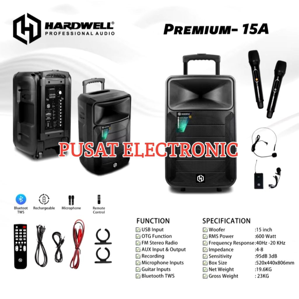 Speaker Portable Hardwell Premium 15A Original Speaker 15inch Hardwell Premium 15a