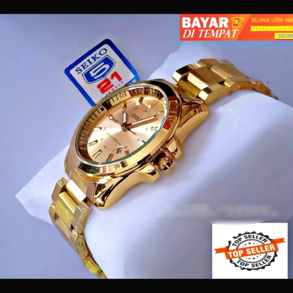 JAM TANGAN CLASSIC PRIA SEIKO 5 21JEWELS TANGAL AKTIF RANTAI STEINLESS SOLID