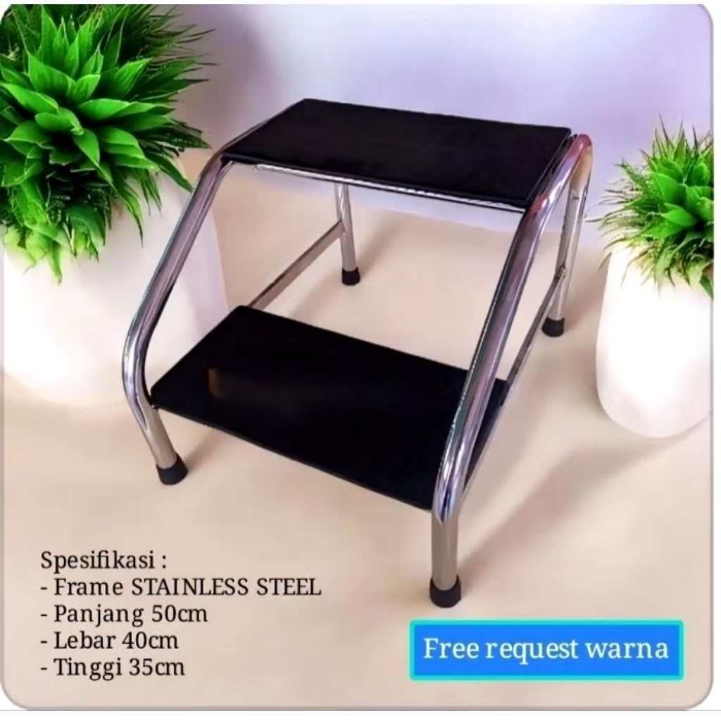 tangga stainless pijakan pasien - tangga besi pijakan pasien - Footstep tangga naik bed pasien