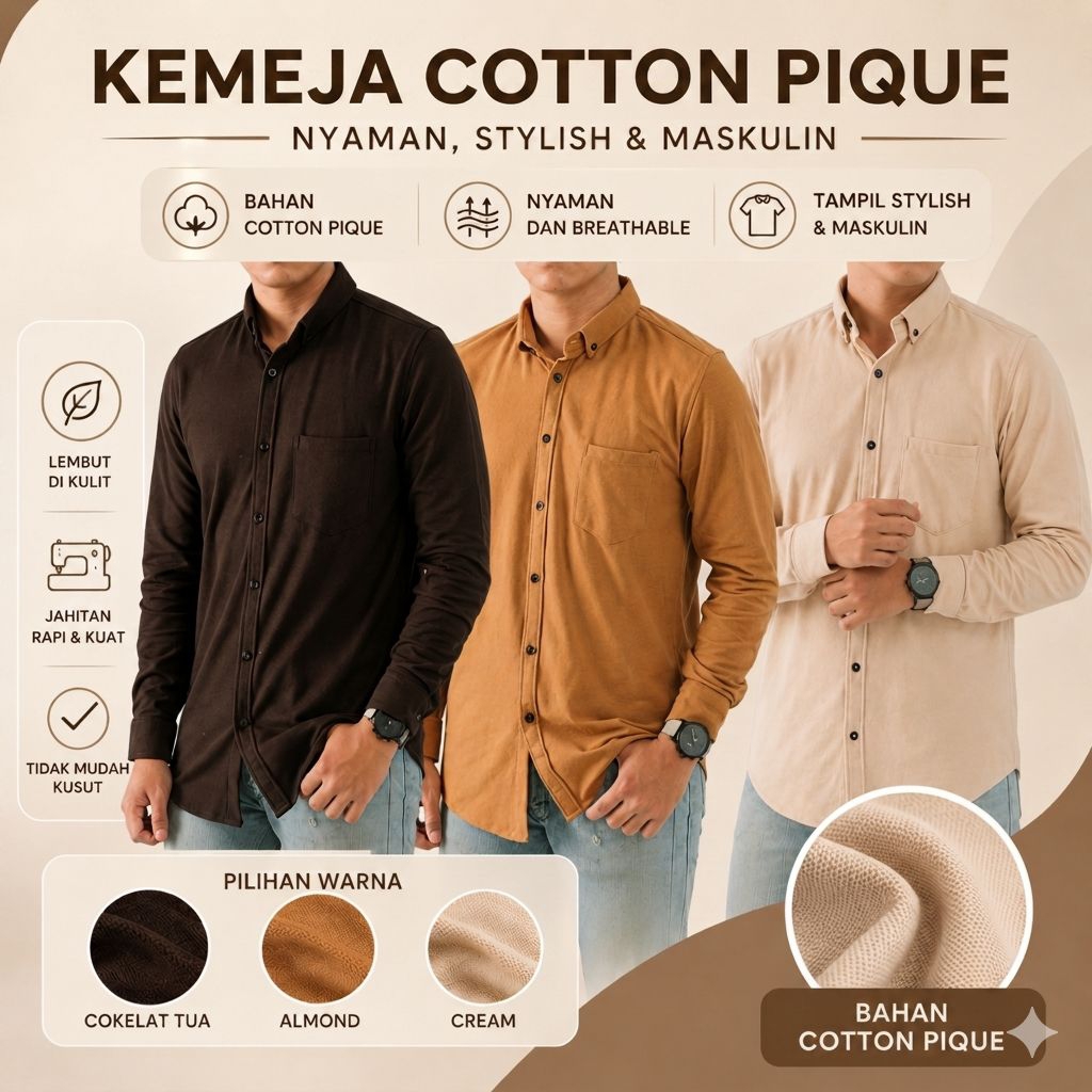 SEROTONIN ID | BROWN SERIES - Kemeja Lengan Panjang Pria Dewasa | Kemeja Pria Formal | Kemeja Pria C