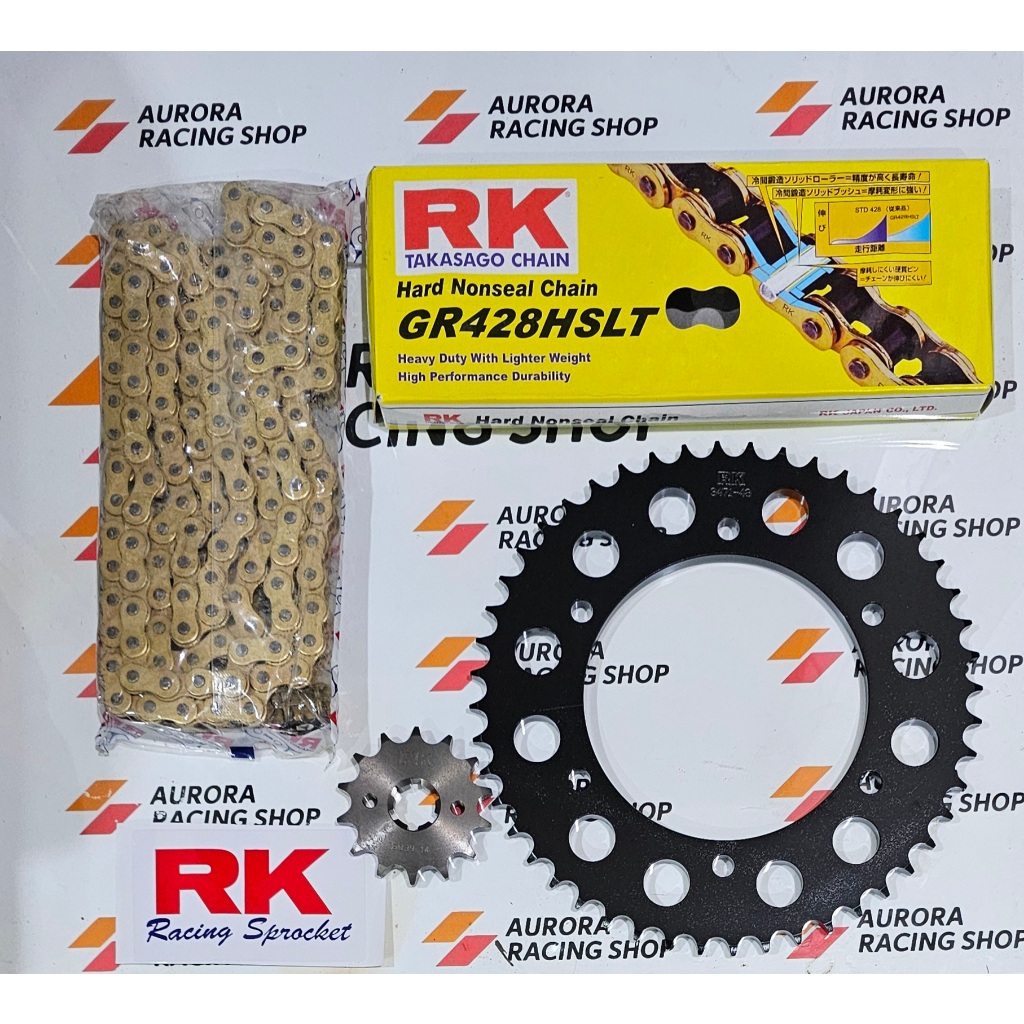 GEAR SET RK 428 BLACK YAMAHA R15 V3 / R15 V4 / R15M / VIXION R / MT15 / XSR 155 & RANTAI RK 428 HSLT