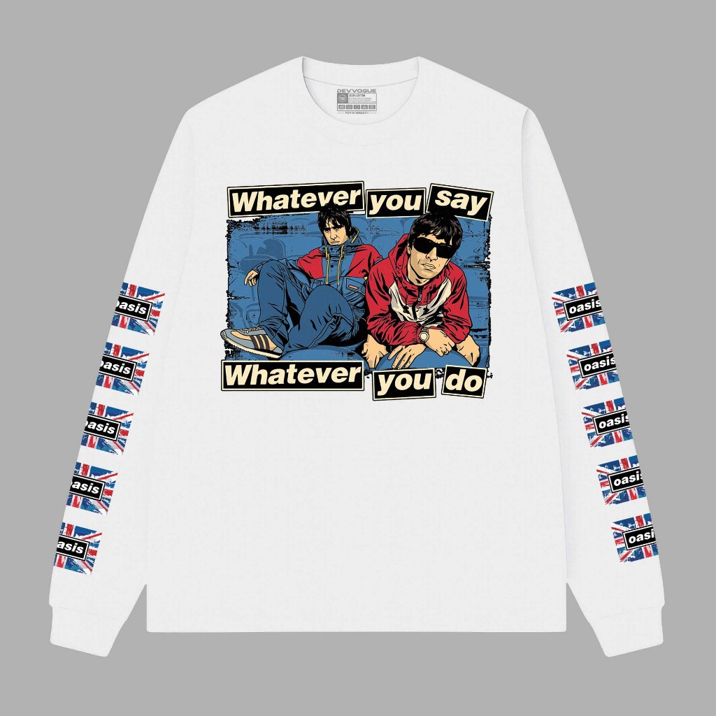 Devvogue - Oasis Whatever Kaos Band Lengan Panjang Rib Skena