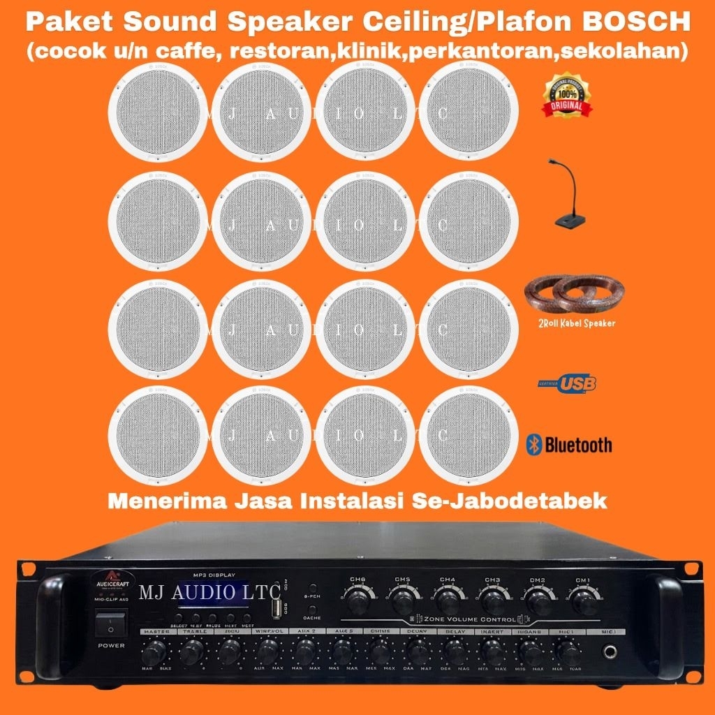 Paket Speaker Ceiling BOSCH / Paket Speaker Plafon + Selector ( 16 Speaker )