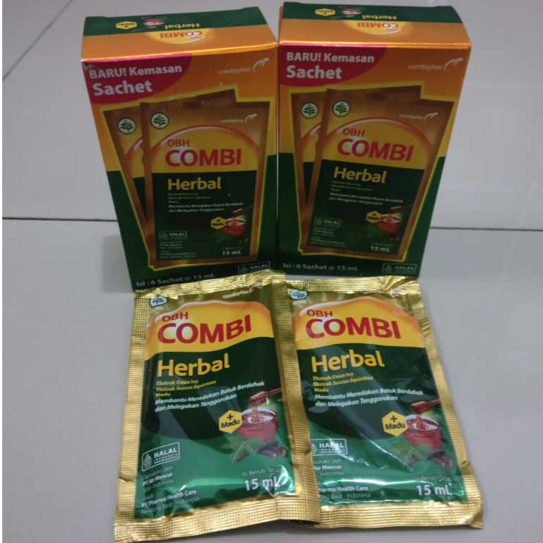 OBH COMBI HERBAL SACHET 15 ML | MEREDAKKAN BATU DAN MELEGAKKAN TENGGOROKAN (ECER 1 SACHET)