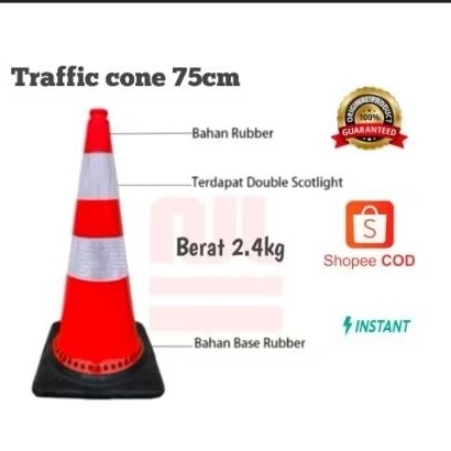 Kerucut Lalu Lintas PVC Karet Lentur Hitam 75cm