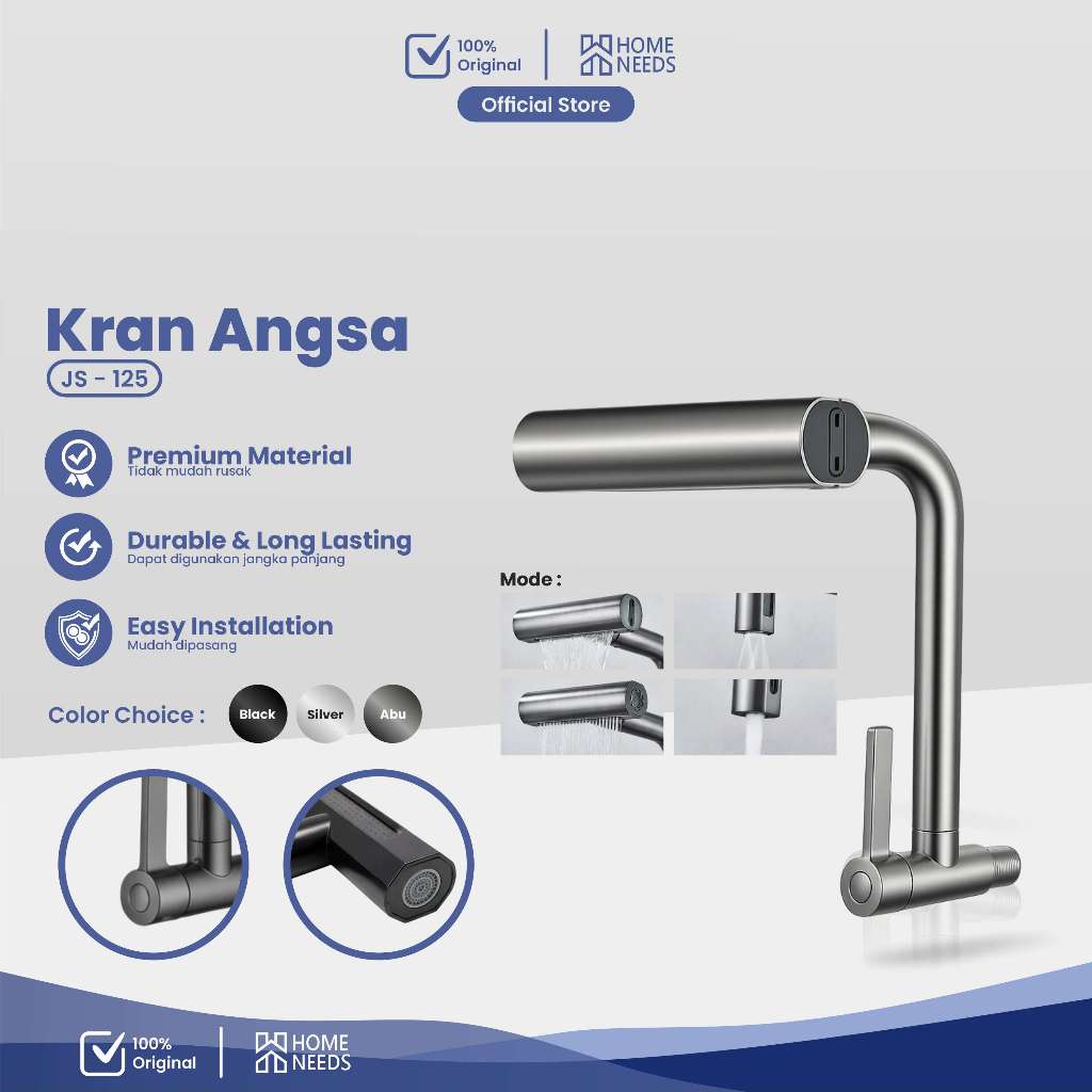Homeneeds Kran Angsa Flexible Kran Cuci Piring Wastafel Bahan Stainless JS-125+JS-128