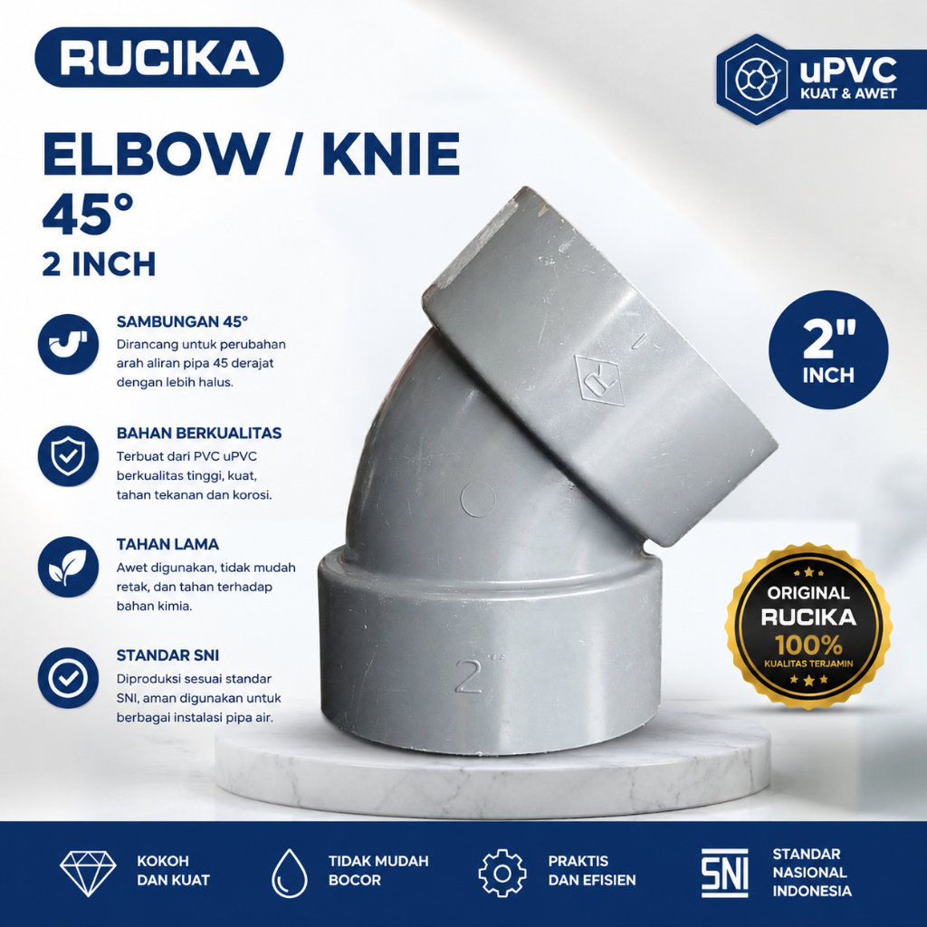 45° ELBOW PVC RUCIKA / Elbow 2 Inch Rucika
