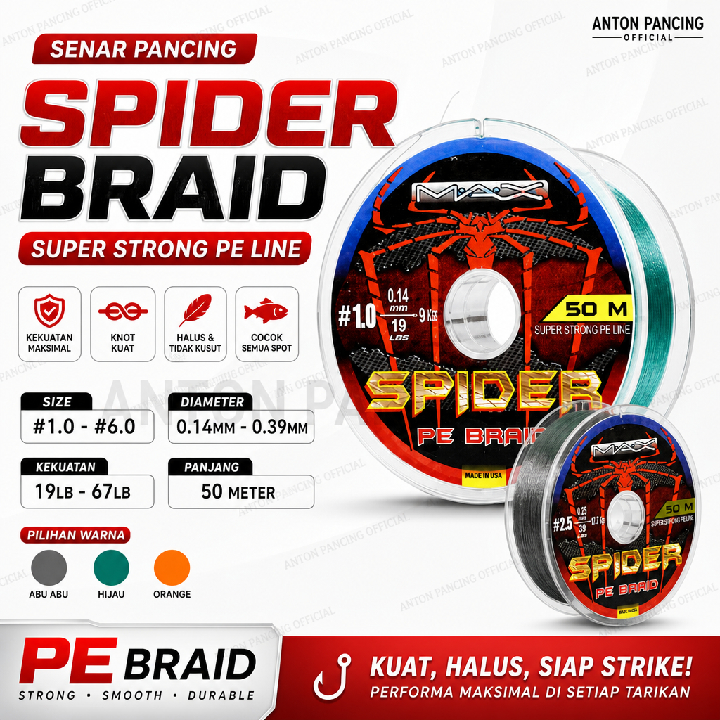 Senar Pancing Spider Braid PE 1-6
