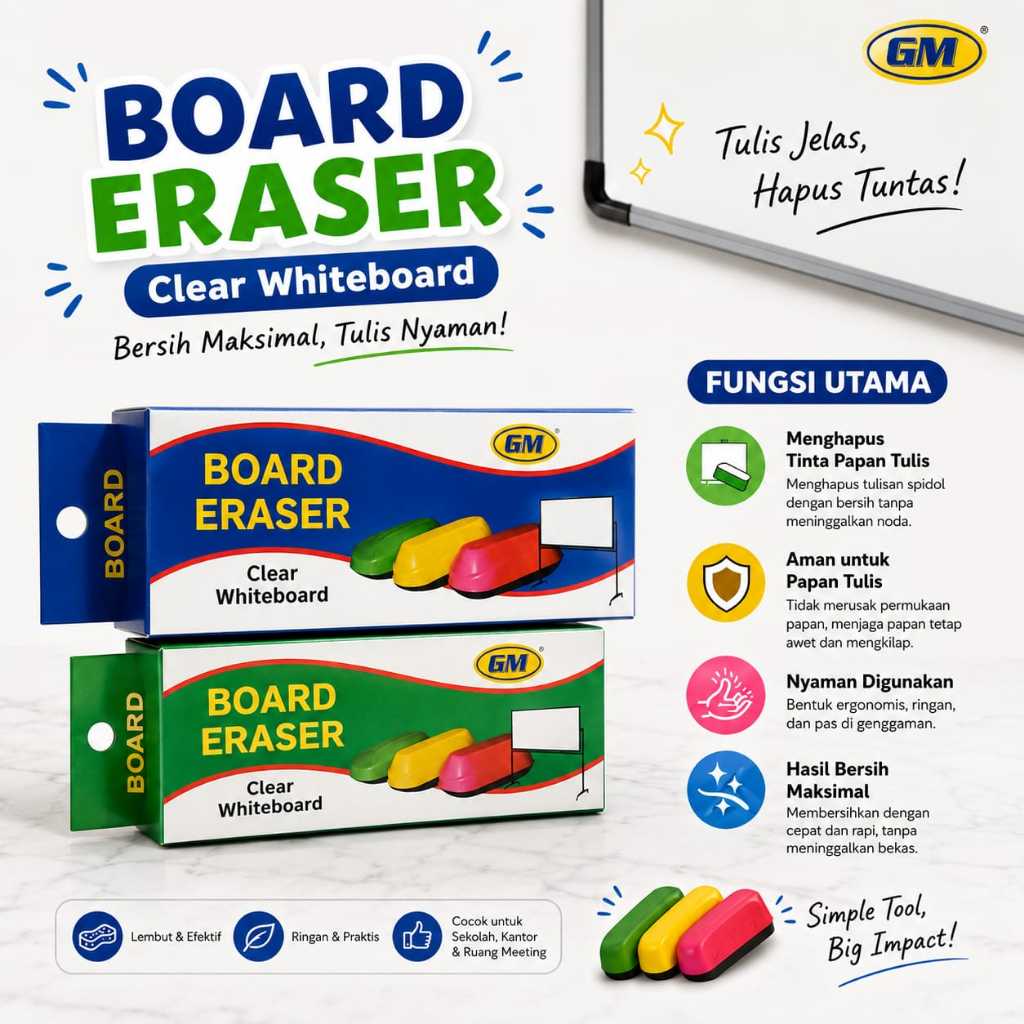 PER BUAH Hapusan Whiteboard GM / Hapusan Papan Tulis