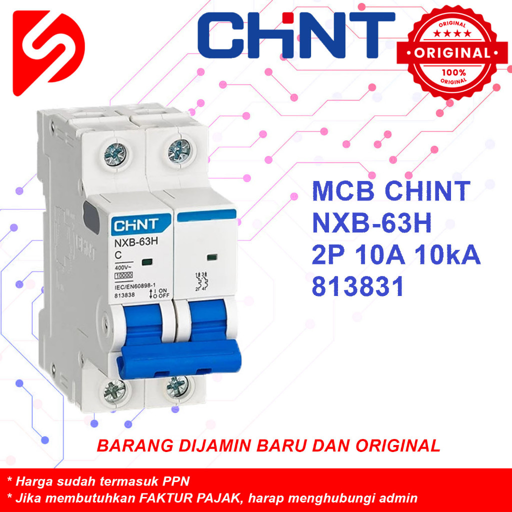 MCB CHINT NXB-63H 2P 10A 10kA Original
