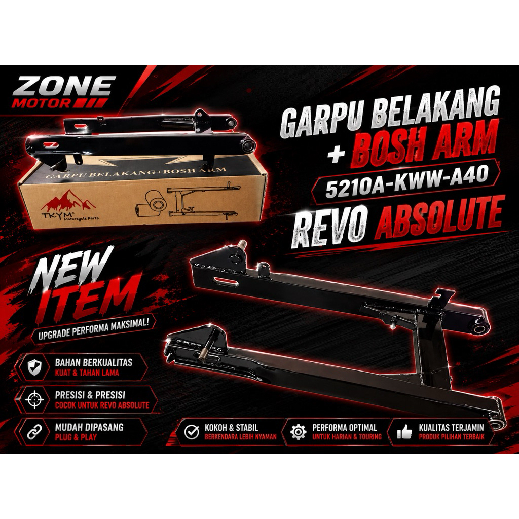 Takayama SWING ARM + BOSH (Hitam) tipe motor REVO ABSOLUTE