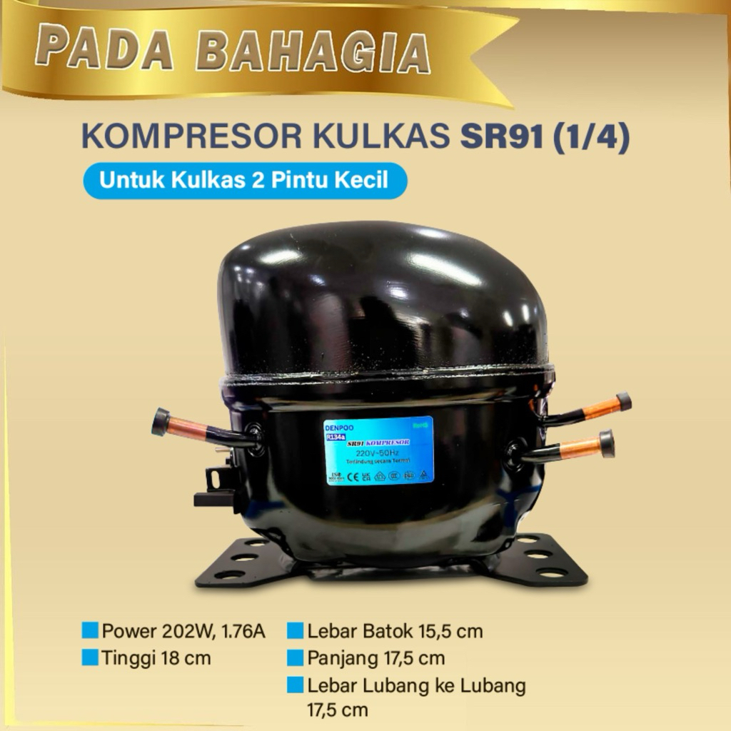 Kompresor Kulkas SR91-1/4 Untuk Kulkas Kecil 2 Pintu