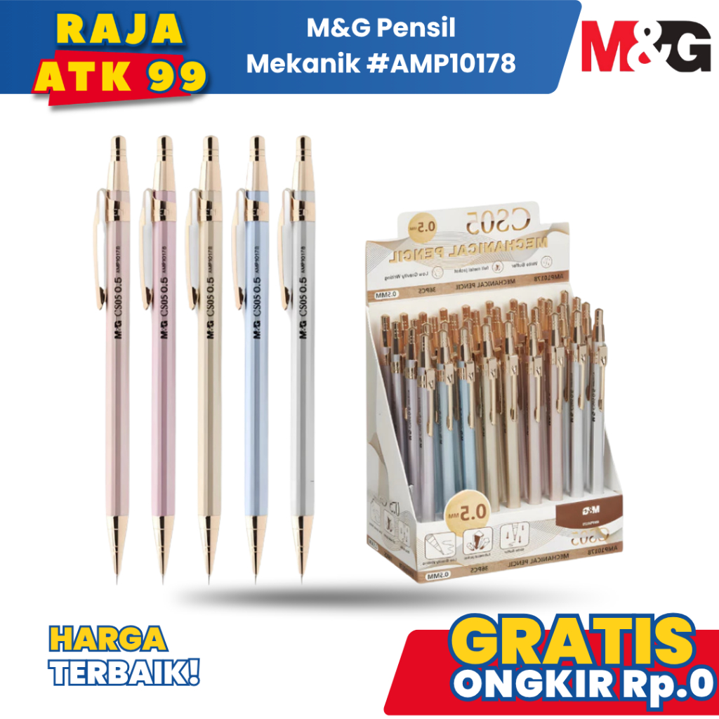 M&G Pensil Mekanik  #AMP10178 Mechanical Pencil Metal Tip 0.5mm -Satuan
